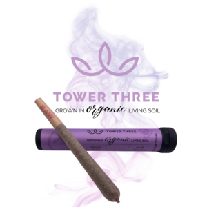 Tower Three Moonbutter pre-roll available for purchase at Elevated Roots dispensaries in Abington, Halifax, and Kingston, Massachusetts